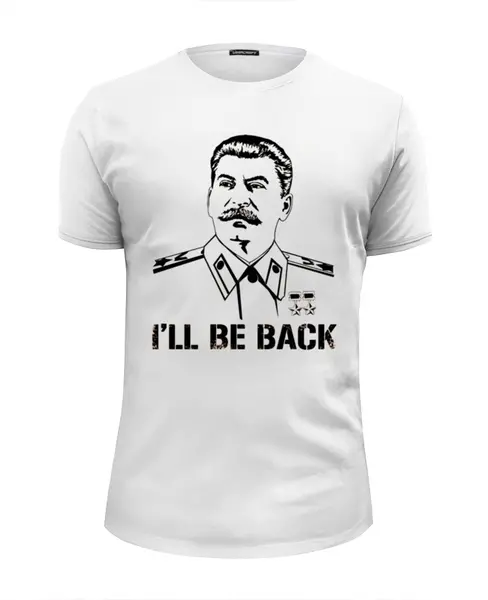 Заказать мужскую футболку в Москве. Футболка базовая Сталин - Я вернусь от Leichenwagen - готовые дизайны и нанесение принтов.