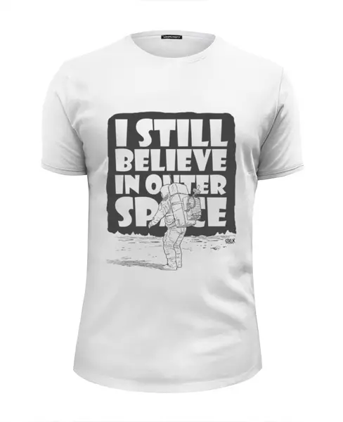 Заказать мужскую футболку в Москве. Футболка базовая I Still Believe in Outer Space от OEX design - готовые дизайны и нанесение принтов.
