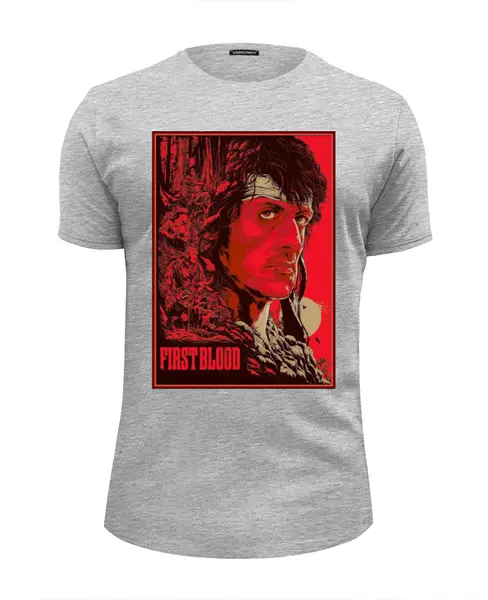 Заказать мужскую футболку в Москве. Футболка базовая Sylvester Stallone / First Blood от Leichenwagen - готовые дизайны и нанесение принтов.
