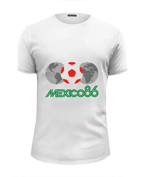 Заказать мужскую футболку в Москве. Футболка базовая Чемпионат мира по футболу в Мексике 1986 год от Fedor - готовые дизайны и нанесение принтов.