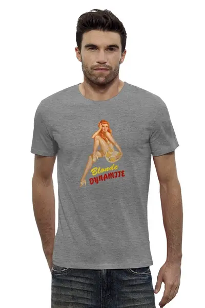 Заказать мужскую футболку в Москве. Футболка базовая Blonde dynamite                 от dyzel1 - готовые дизайны и нанесение принтов.