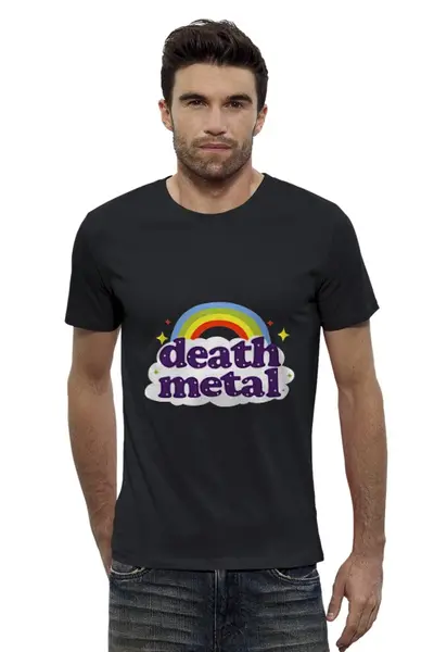 Заказать мужскую футболку в Москве. Футболка базовая Rainbow death metal от cherdantcev - готовые дизайны и нанесение принтов.