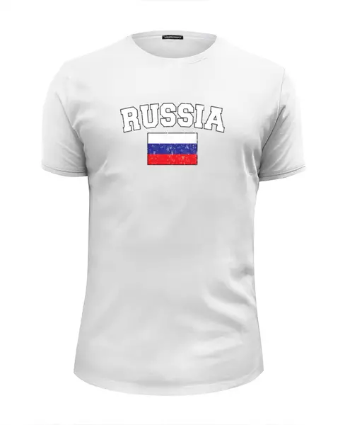 Заказать мужскую футболку в Москве. Футболка базовая Флаг - Россия  от iZOMBIE - готовые дизайны и нанесение принтов.