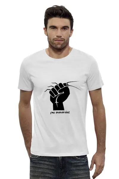 Заказать мужскую футболку в Москве. Футболка базовая No pasaran (Они не пройдут!) от Fedor - готовые дизайны и нанесение принтов.