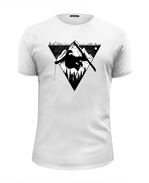 Заказать мужскую футболку в Москве. Футболка базовая Mountains Ski от oneredfoxstore@gmail.com - готовые дизайны и нанесение принтов.