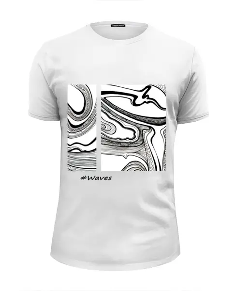Заказать мужскую футболку в Москве. Футболка базовая Waves от katarink - готовые дизайны и нанесение принтов.