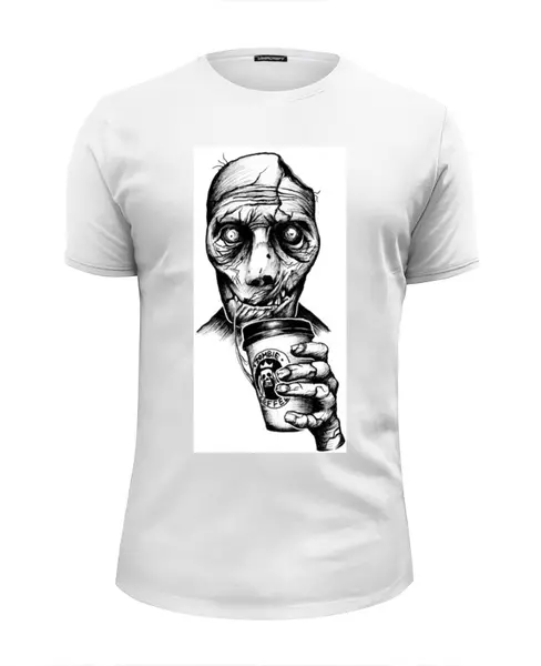 Заказать мужскую футболку в Москве. Футболка базовая Zombie coffe от Andrey Malikov - готовые дизайны и нанесение принтов.