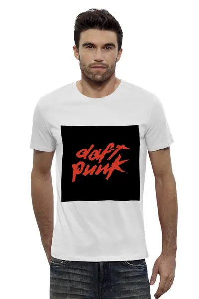 Заказать мужскую футболку в Москве. Футболка базовая Daft Punk от KinoArt - готовые дизайны и нанесение принтов.