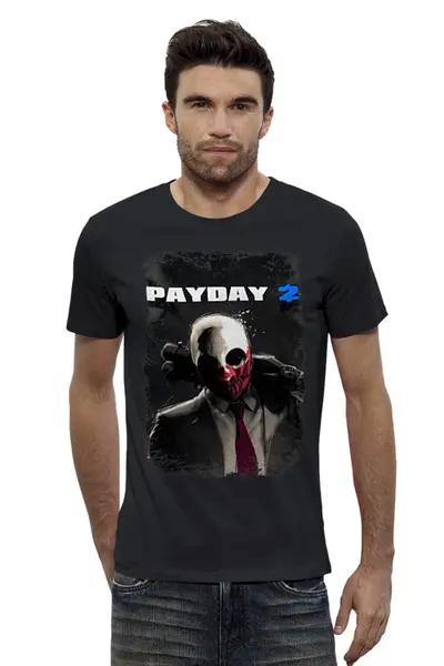 Заказать мужскую футболку в Москве. Футболка базовая Payday2 - Wolf от tutik_mutik@mail.ru - готовые дизайны и нанесение принтов.