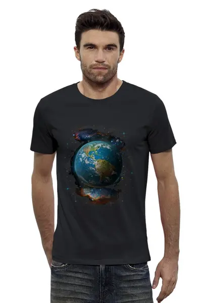 Заказать мужскую футболку в Москве. Футболка базовая Земля от science - готовые дизайны и нанесение принтов.