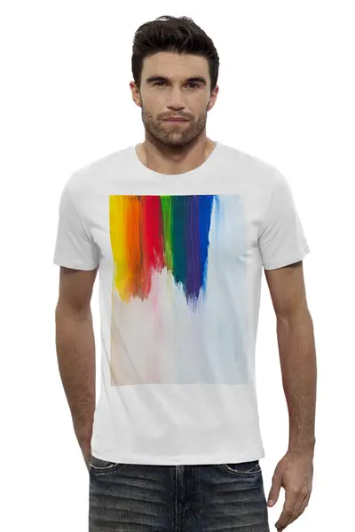 Заказать мужскую футболку в Москве. Футболка базовая Rainbow от FireFoxa - готовые дизайны и нанесение принтов.