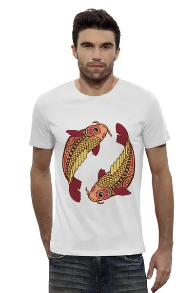 Заказать мужскую футболку в Москве. Футболка базовая Рыбы - Pisces от trend - готовые дизайны и нанесение принтов.