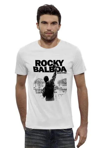 Заказать мужскую футболку в Москве. Футболка базовая Рокки Бальбоа от  ЯрМайка - готовые дизайны и нанесение принтов.