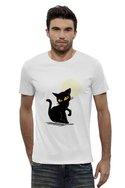 Заказать мужскую футболку в Москве. Футболка базовая Черная Кошка от trugift - готовые дизайны и нанесение принтов.