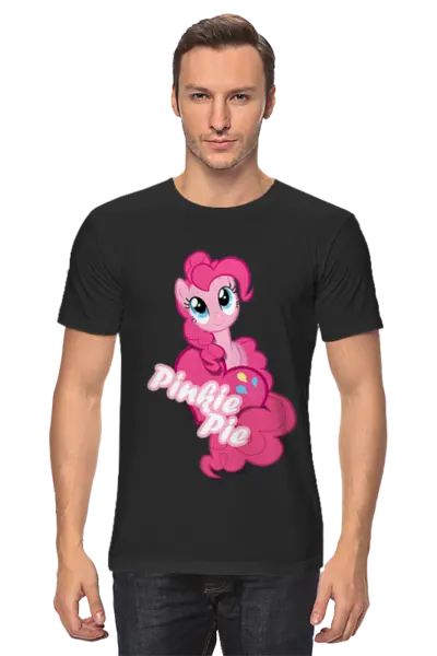 Заказать мужскую футболку в Москве. Футболка базовая Pinkie Pie от deviltrigger - готовые дизайны и нанесение принтов.