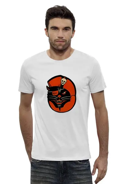 Заказать мужскую футболку в Москве. Футболка базовая Чёрный Кот-Пират от Виктор Гришин - готовые дизайны и нанесение принтов.