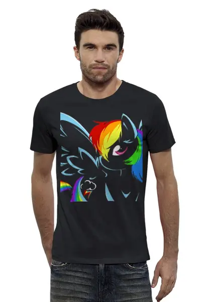 Заказать мужскую футболку в Москве. Футболка базовая Rainbow Dash от cigaretko - готовые дизайны и нанесение принтов.