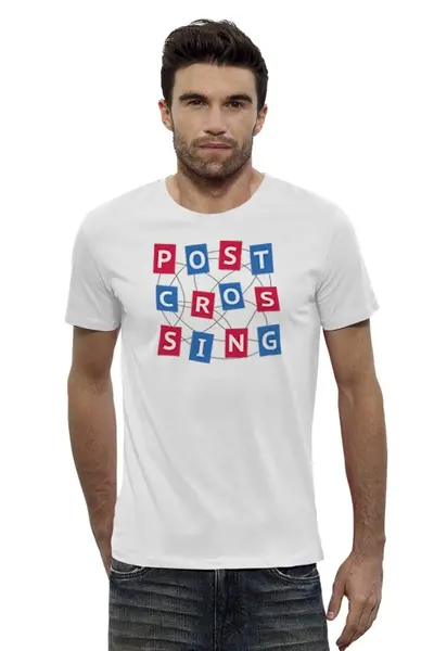 Заказать мужскую футболку в Москве. Футболка базовая Postcrossing от flager - готовые дизайны и нанесение принтов.