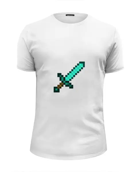 Заказать мужскую футболку в Москве. Футболка базовая Minecraft - Меч от klip - готовые дизайны и нанесение принтов.