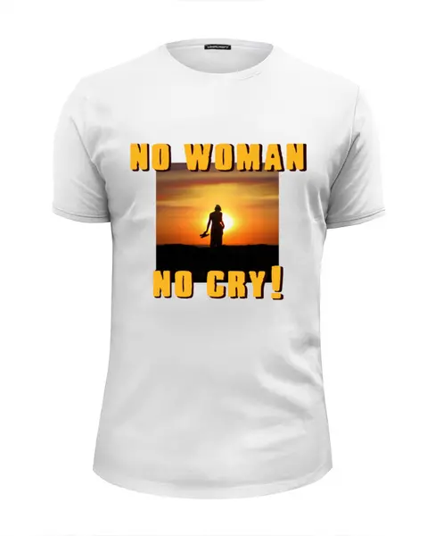 Заказать мужскую футболку в Москве. Футболка базовая No wonan no cry! от ilya-187 - готовые дизайны и нанесение принтов.