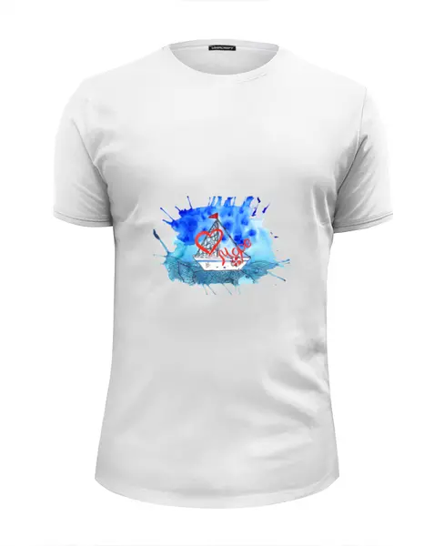 Заказать мужскую футболку в Москве. Футболка базовая Люблю море от elenavishenka@yandex.ru - готовые дизайны и нанесение принтов.