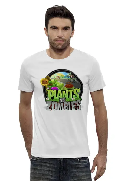 Заказать мужскую футболку в Москве. Футболка базовая Plants vs Zombies от cesare - готовые дизайны и нанесение принтов.