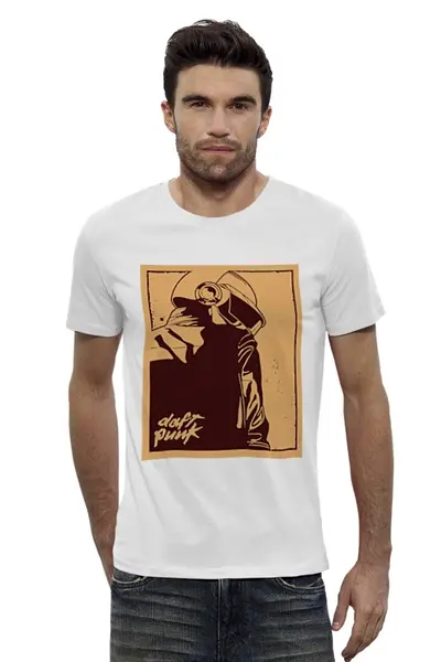 Заказать мужскую футболку в Москве. Футболка базовая Daft punk             от dyzel1 - готовые дизайны и нанесение принтов.
