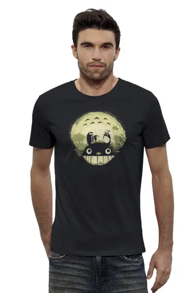 Заказать мужскую футболку в Москве. Футболка базовая Тоторо от printik - готовые дизайны и нанесение принтов.