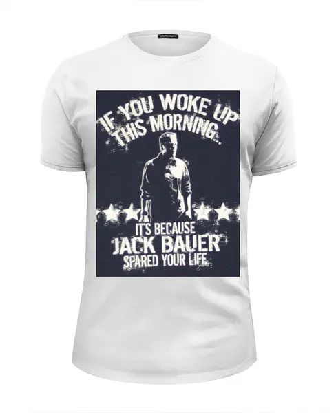 Заказать мужскую футболку в Москве. Футболка базовая Джек Бауэр от lexlev - готовые дизайны и нанесение принтов.