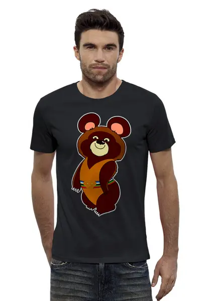 Заказать мужскую футболку в Москве. Футболка базовая Olympic Bear Misha 1980 от balden - готовые дизайны и нанесение принтов.