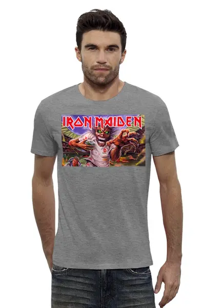 Заказать мужскую футболку в Москве. Футболка базовая Iron Maiden Band от Leichenwagen - готовые дизайны и нанесение принтов.