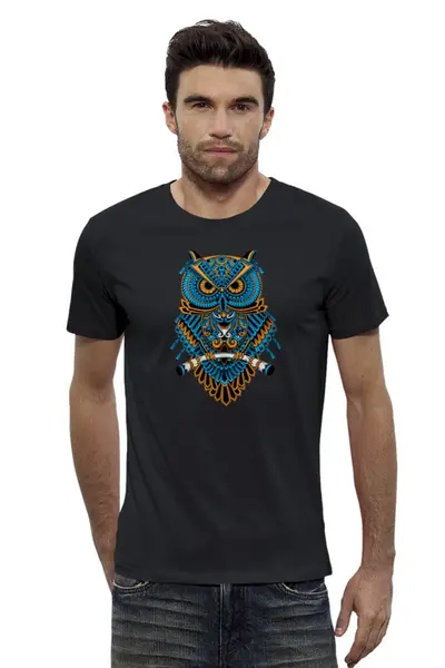 Заказать мужскую футболку в Москве. Футболка базовая Абстрактная сова от printik - готовые дизайны и нанесение принтов.