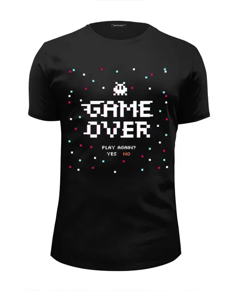 Заказать мужскую футболку в Москве. Футболка базовая Game Over от ingenervolos@gmail.com - готовые дизайны и нанесение принтов.