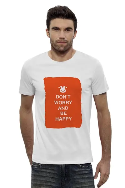Заказать мужскую футболку в Москве. Футболка базовая Don't worry and be happy от zen4@bk.ru - готовые дизайны и нанесение принтов.