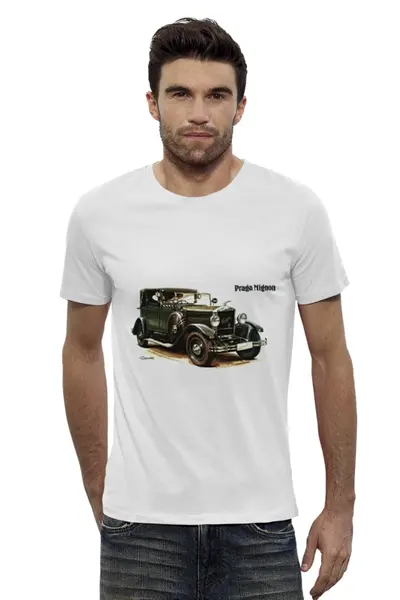 Заказать мужскую футболку в Москве. Футболка базовая Ретроавтомобили от Виктор Гришин - готовые дизайны и нанесение принтов.