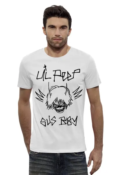 Заказать мужскую футболку в Москве. Футболка базовая Lil Peep от geekbox - готовые дизайны и нанесение принтов.