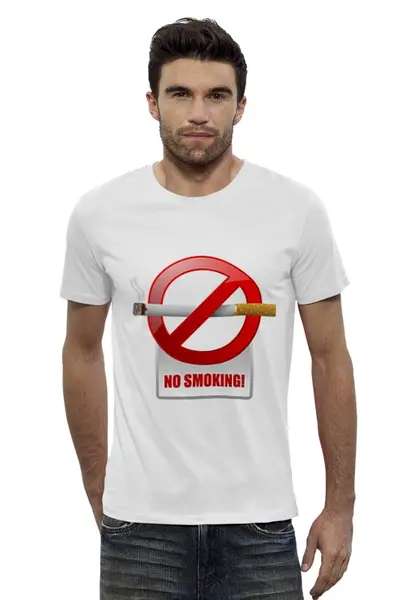 Заказать мужскую футболку в Москве. Футболка базовая NO SMOKING от Jimmy Flash - готовые дизайны и нанесение принтов.