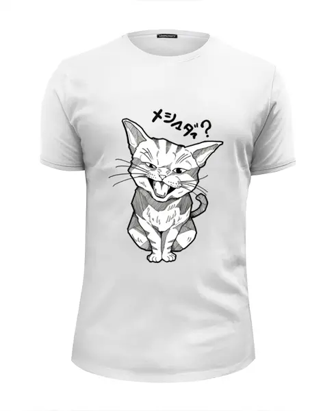 Заказать мужскую футболку в Москве. Футболка базовая Смешной котик  от ПРИНТЫ ПЕЧАТЬ  - готовые дизайны и нанесение принтов.