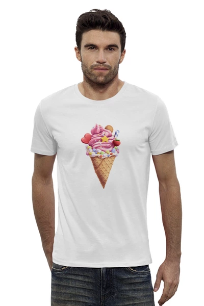 Заказать мужскую футболку в Москве. Футболка базовая Мороженое в рожке от tigerda  - готовые дизайны и нанесение принтов.