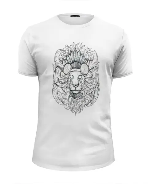 Заказать мужскую футболку в Москве. Футболка базовая Lion! от nch_natka_krasilova - готовые дизайны и нанесение принтов.
