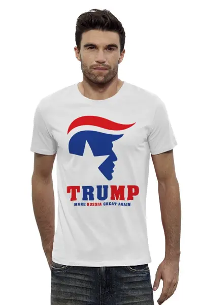 Заказать мужскую футболку в Москве. Футболка базовая Трамп (Россия) от mystylez - готовые дизайны и нанесение принтов.