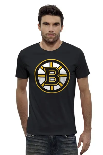 Заказать мужскую футболку в Москве. Футболка базовая Boston Bruins от dobryidesign - готовые дизайны и нанесение принтов.