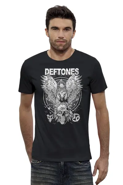 Заказать мужскую футболку в Москве. Футболка базовая Deftones от Leichenwagen - готовые дизайны и нанесение принтов.