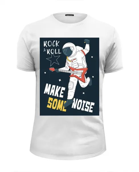 Заказать мужскую футболку в Москве. Футболка базовая Rock&roll в открытом космосе от amiraibr324@mail.ru - готовые дизайны и нанесение принтов.