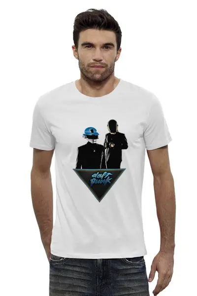 Заказать мужскую футболку в Москве. Футболка базовая Daft punk             от dyzel1 - готовые дизайны и нанесение принтов.