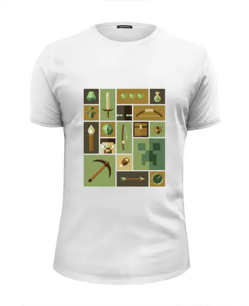 Заказать мужскую футболку в Москве. Футболка базовая Minecraft Explorer от AJIUK - готовые дизайны и нанесение принтов.