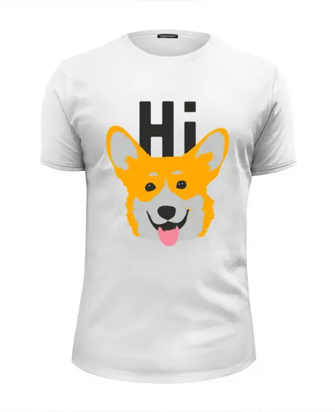 Заказать мужскую футболку в Москве. Футболка базовая ☂ Hi Corgi ☂ от balden - готовые дизайны и нанесение принтов.