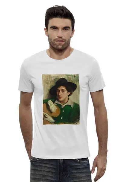 Заказать мужскую футболку в Москве. Футболка базовая Портрет Марка Шагала (Юдель Пэн) от trend - готовые дизайны и нанесение принтов.