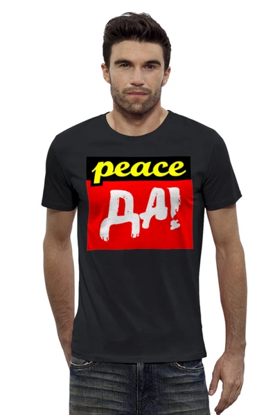 Заказать мужскую футболку в Москве. Футболка базовая Peace ДА от gopotol - готовые дизайны и нанесение принтов.