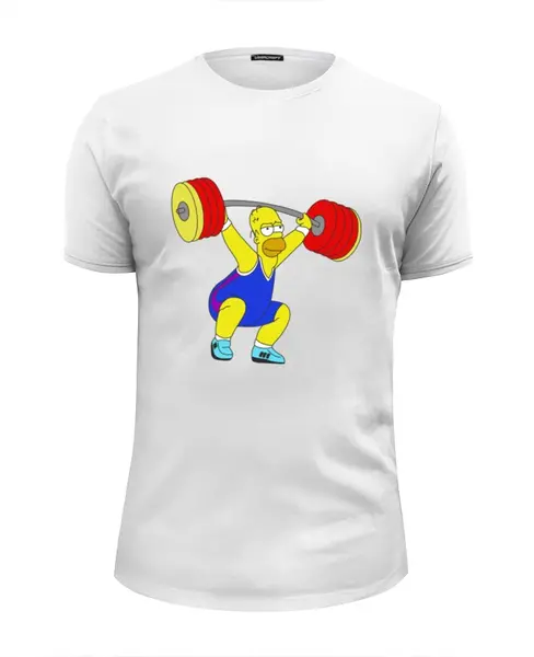 Заказать мужскую футболку в Москве. Футболка базовая Гомер со штангой от jpvorobyevi@gmail.com - готовые дизайны и нанесение принтов.